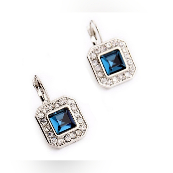 Leverback Blue Zircon Drop Earrings - Picture 11 of 15